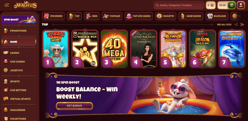 Magius Casino official website